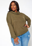 Curvy Turtle Neck Long Sleeve Top - Olive