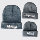 Matching Knit Hats- Mini- Dark Gray: Youth Size