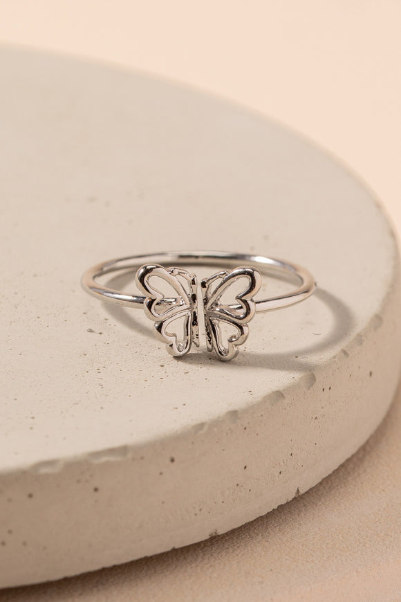 Butterfly Cut Out Metal Ring - Silver