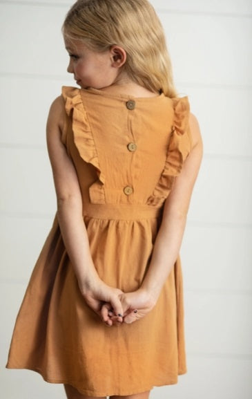 Kids Rust Ruffle Button Jumper Dress – The HMM Boutique