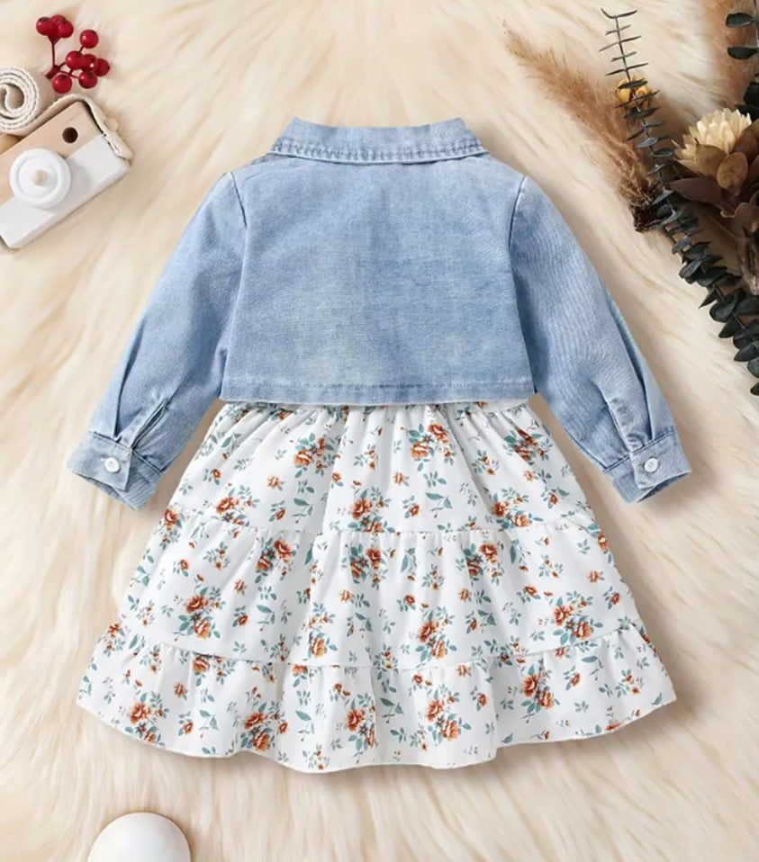 Baby Girl Floral Dress and Jean Jacket Set – The HMM Boutique