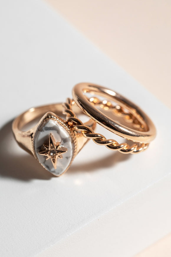 Northern Star Marquise Ring Set - White