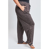 Curvy Drawstring Wide Leg Pant - Animal Print