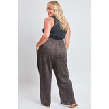 Curvy Drawstring Wide Leg Pant - Animal Print