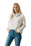 Women's Long Sleeve Cowl Neck Ribbed Knit Textured  Sweater