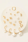 Ten Pair Clover Pearl Hearts Stars Mixed Stud And Hoop Earrings Set
