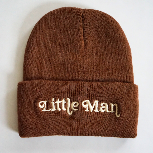 Matching Knit Hats- Little Man- Dark Brown: Toddler Size