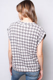 Fuzzy Houndstooth Button Front Sweater Vest Top