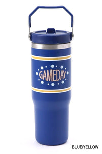 "GAME DAY" Stainless Steel Tumbler, Blue & Gold - 30 OZ