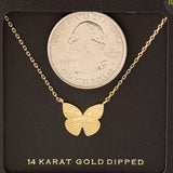 Gold Dipped Butterfly Pendant Necklace: GD