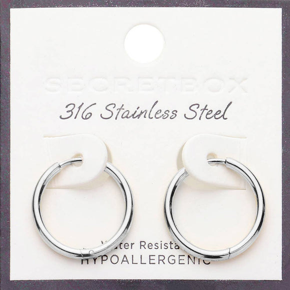 SECRET BOX_Stainless Steel Round Hoop Earrings
