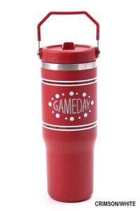 "GAME DAY" Stainless Steel Tumbler, Red & White - 30 OZ