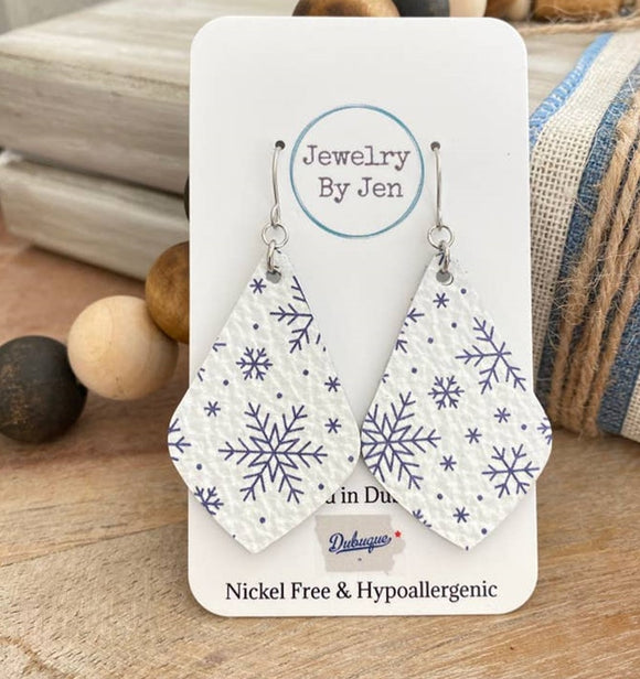 Elegant Teardrop Earrings - Snowflakes