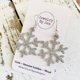 Snowflake Earrings: Silver Fine Glitter