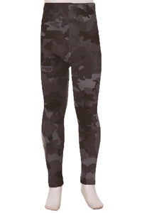Girl's Buttery Soft Leggings - Black Camo