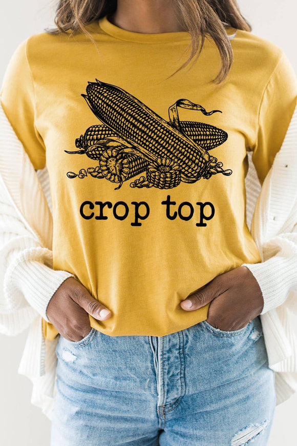 Crop Top Funny Corn Graphic Tee