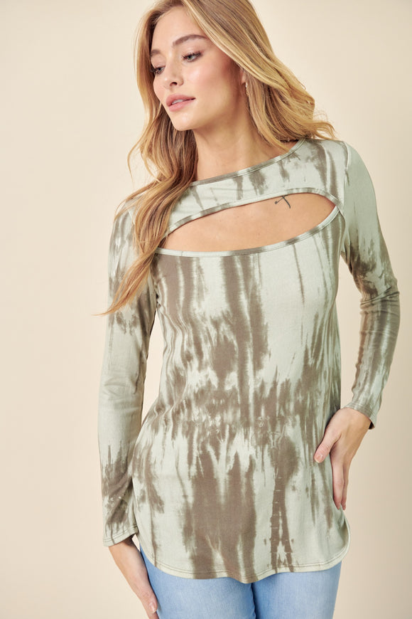 Tie Dye Front Hole Accent Top