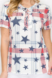 Women Star Print Short Sleeve Top - White