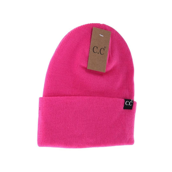 Unisex Wide Cuff C.C Beanie: Fuchsia