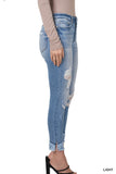 Zenana Mid-Rise Distressed Crop Skinny Jeans