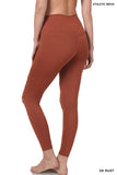 Athletic Knee Cut Out High Waisted Leggings - Rust