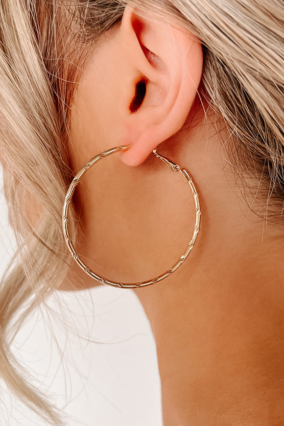 Gold  Textured Hoop Earrings