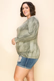 Curvy Tie Dye Top - Olive
