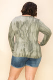 Curvy Tie Dye Top - Olive