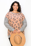 Curvy Animal Print Oversize Top - Rust