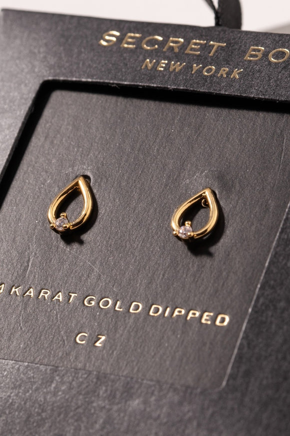 Tear Drop CZ Stud Earrings - Gold