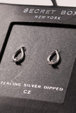 Tear Drop CZ Stud Earrings - Silver