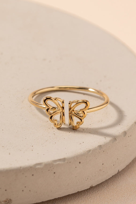Butterfly Cut Out Metal Ring - Gold