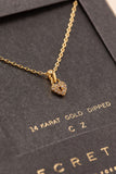 Mini Heart Lock Charm Necklace - Gold