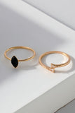 Black Crystal Four Rings Set - Gold