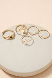 Moon Charms Metal Rings Set