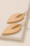 Leaf Shaped Wood Dangling Earrings - Mustard