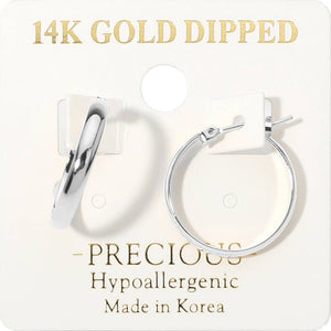 14K Gold Dipped Hypoallergenic Hoop Earrings: Silver