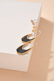 Leather Metal Earrings Set - Black