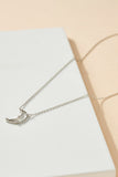 Crescent Charm with CZ Embed Necklace - Silver