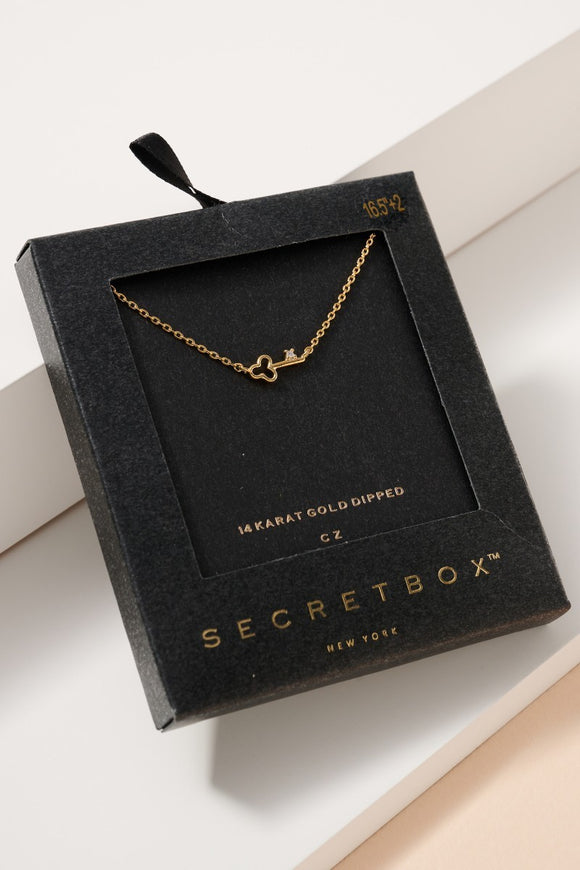 Key CZ Secret Box Gold Dip Necklace - Gold