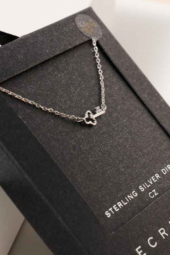 Key CZ Secret Box Gold Dip Necklace - Silver