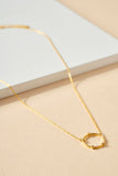 Circle Charm with CZ Embed Necklace - Gold
