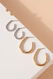 Pear Hoop Earrings Set - Metallic