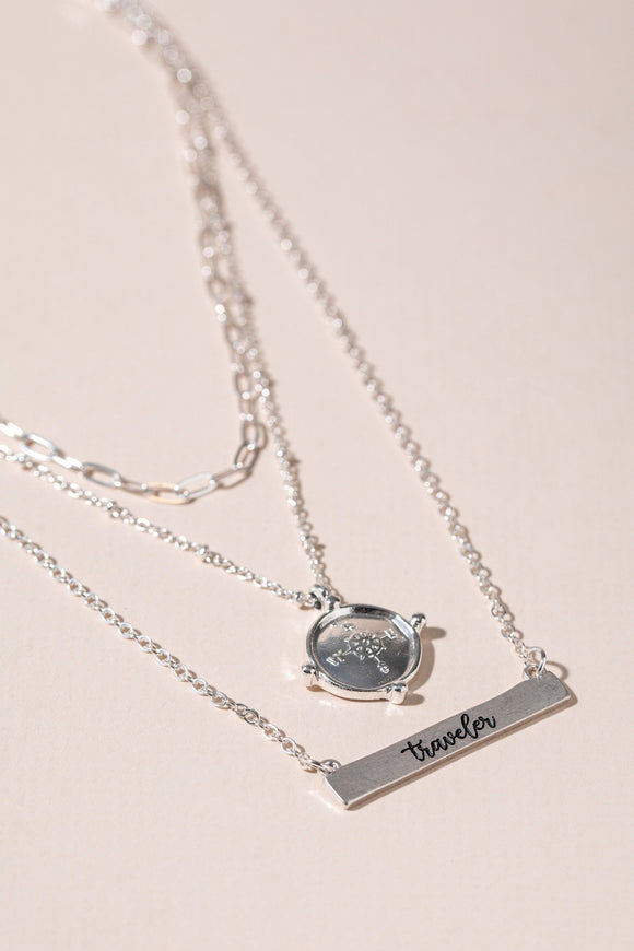 Layered TRAVELER Chain Necklace - Silver