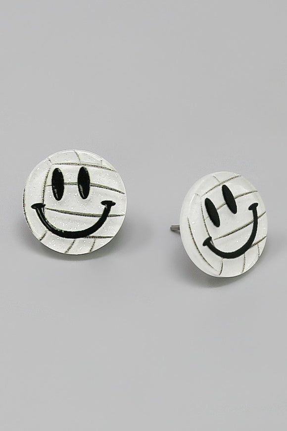 Volleyball Smiley Face Acrylic Stud Earrings