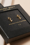 Key CZ Secret Box Gold Dip Stud Earrings - Gold