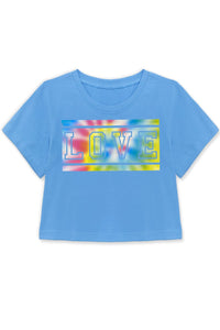 Girl's Periwinkle Tie Dye LOVE Crop Top