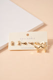 Key Lock Stud Earrings Set - Gold