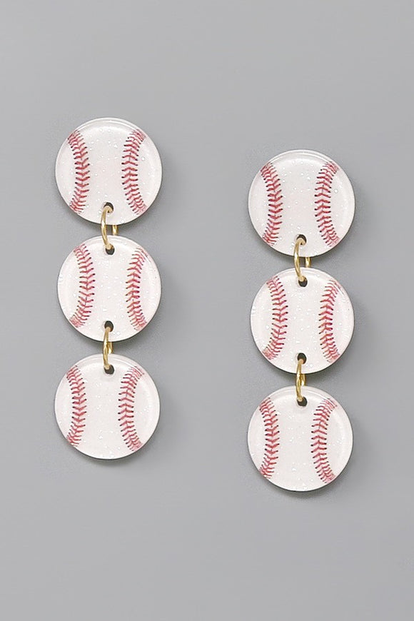 Baseball Theme Acrylic Earrings