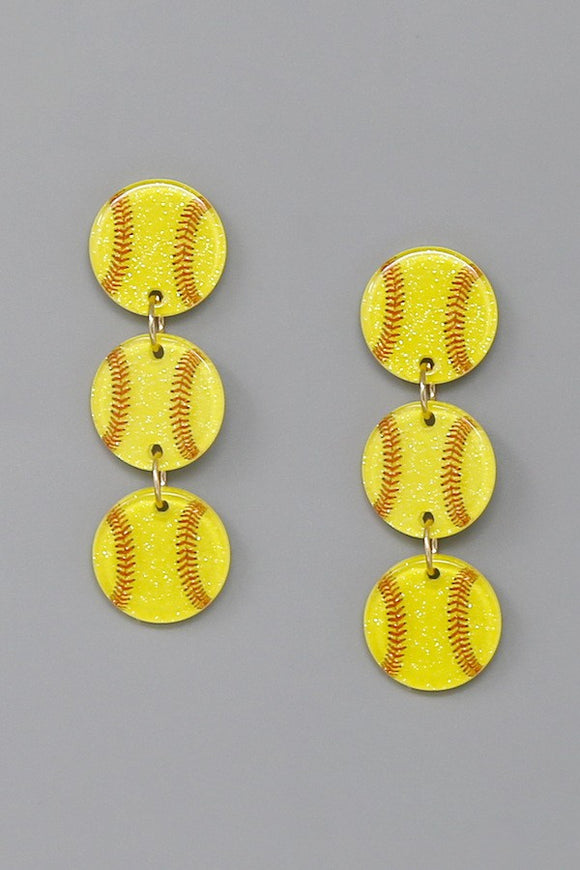 Softball Theme Acrylic Earrings